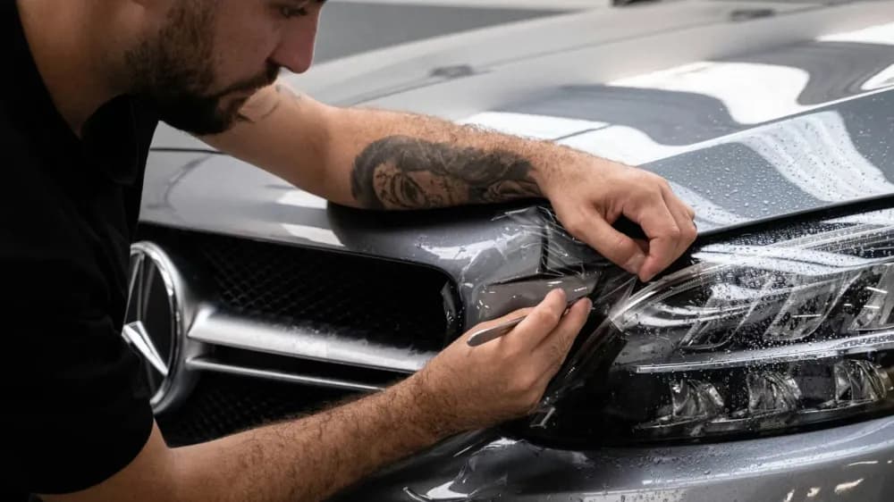 Aplikacja folii ochronnej PPF na Mercedesa w studiu Arm Car Detailing