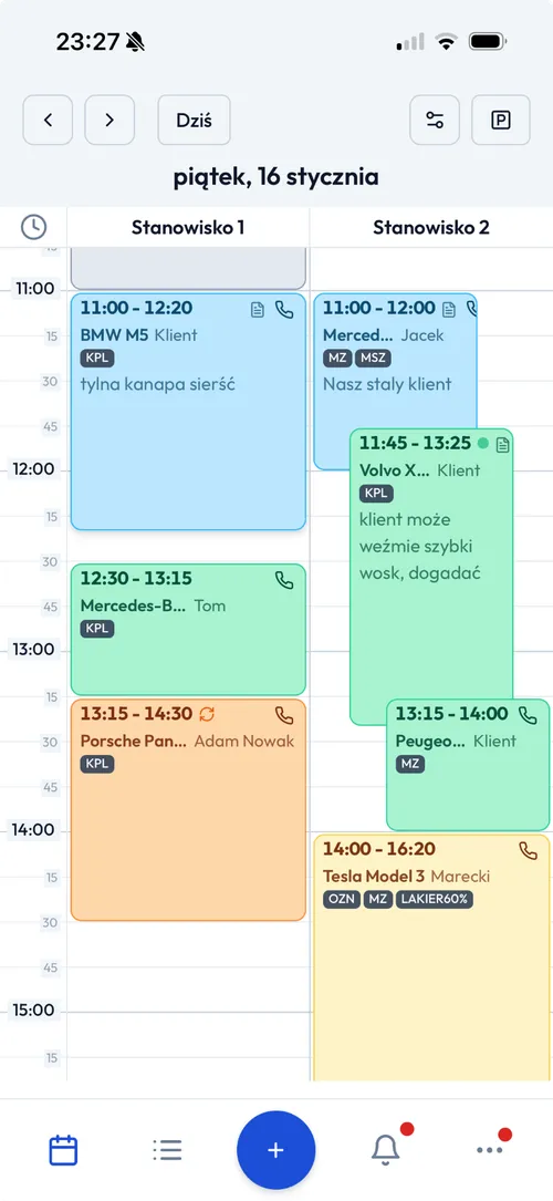 Carfect — kalendarz na telefonie